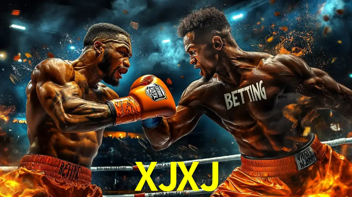Dois boxeadores em uma luta intensa e explosiva, representando a adrenalina e as oportunidades de apostas em esportes de combate disponíveis na plataforma XJXJ.