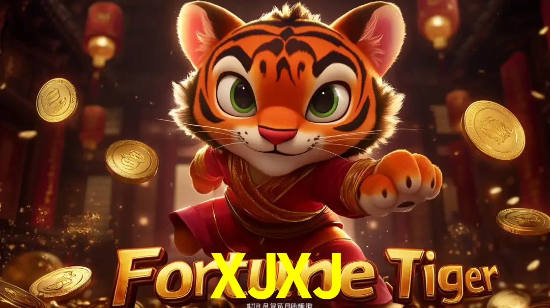 O carismático mascote do jogo de slot Fortune Tiger, um tigre fofo em pose de artes marciais, pronto para trazer sorte e multiplicadores de ganhos no cassino online XJXJ.